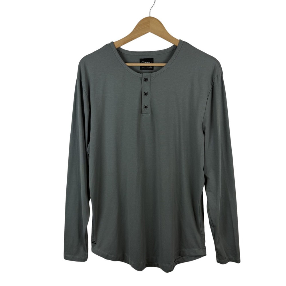 Cuts Curve-Hem PYCA Pro Henley Shirt Mens XL Soft Stretch Comfy Athletic Neutral